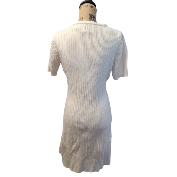 Princess Polly cream sweater dress, size 10, ribbed, short sleeve button up - Picture 2 of 3
